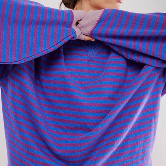 FP CLASSIC STRIPED OVERSIZED PULLOVER PLUM COMBO - Picture 3 of 4